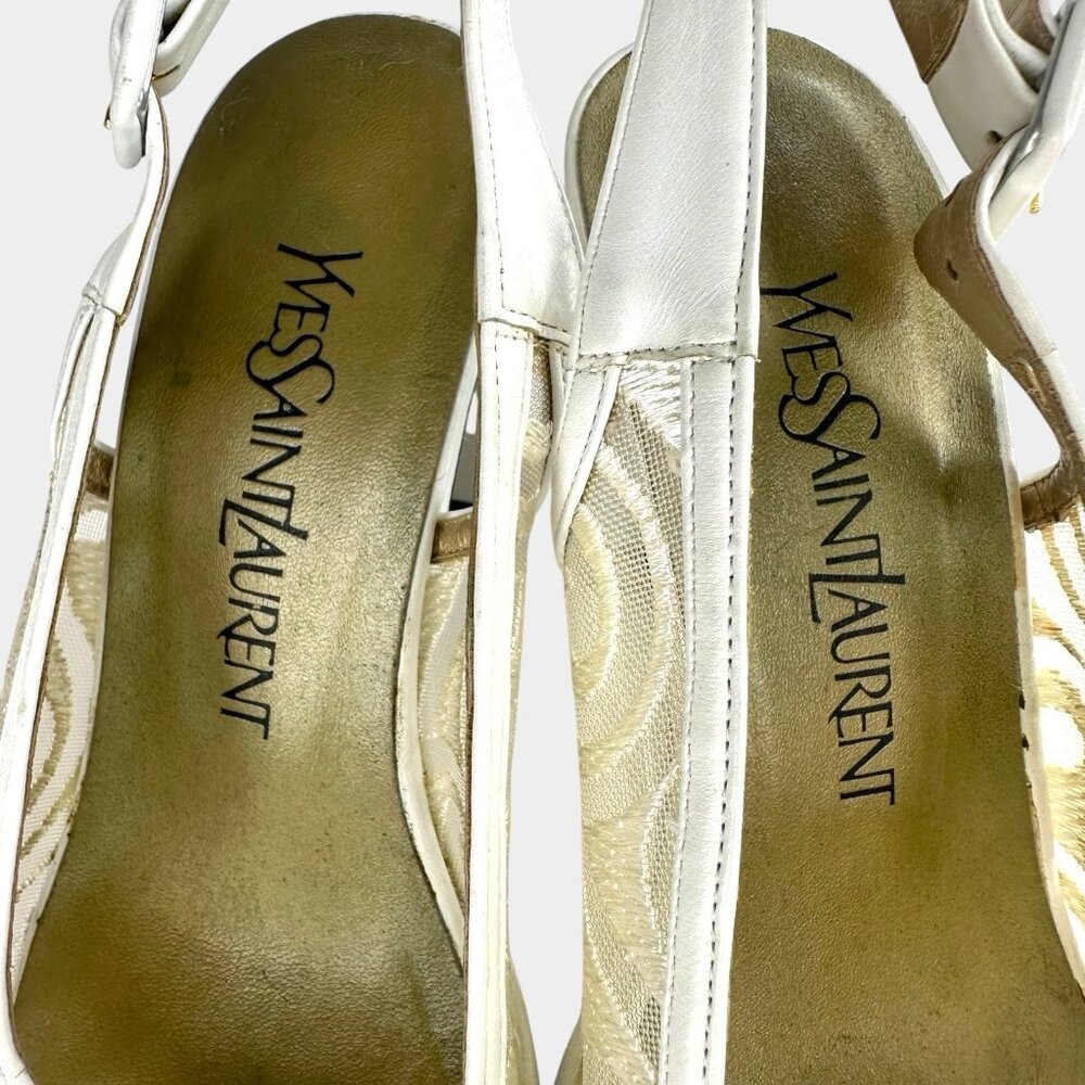 Yves Saint Laurent Platform Sandals Slingback Peep-Toe White SZ (US)5.5/(EU)35.5 - Picture 10 of 11
